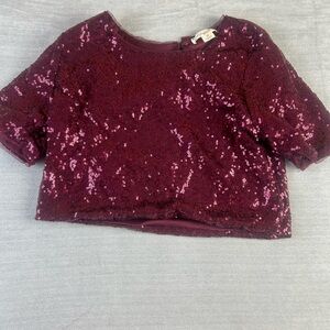 Burgundy Sequin Crop Top